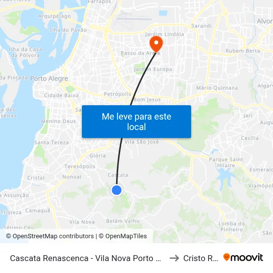 Cascata Renascenca - Vila Nova Porto Alegre - Rs 91712-370 Brasil to Cristo Redentor map