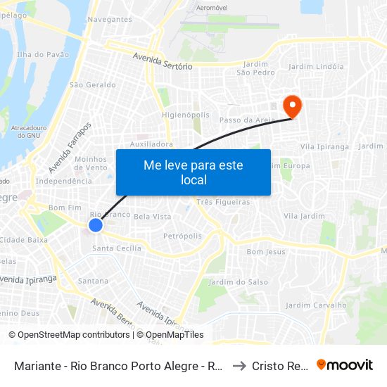 Mariante - Rio Branco Porto Alegre - Rs 90420-160 Brasil to Cristo Redentor map