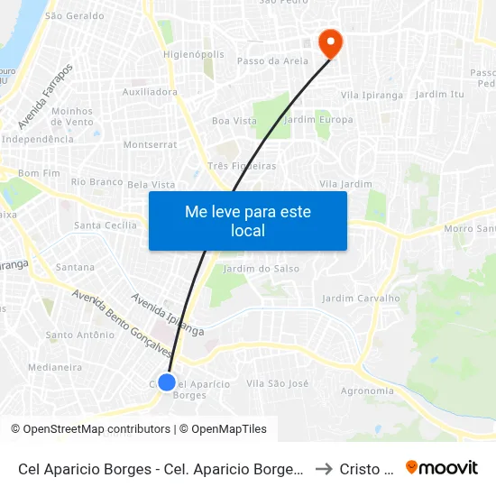 Cel Aparicio Borges - Cel. Aparicio Borges Porto Alegre - Rs 91510-000 Brasil to Cristo Redentor map