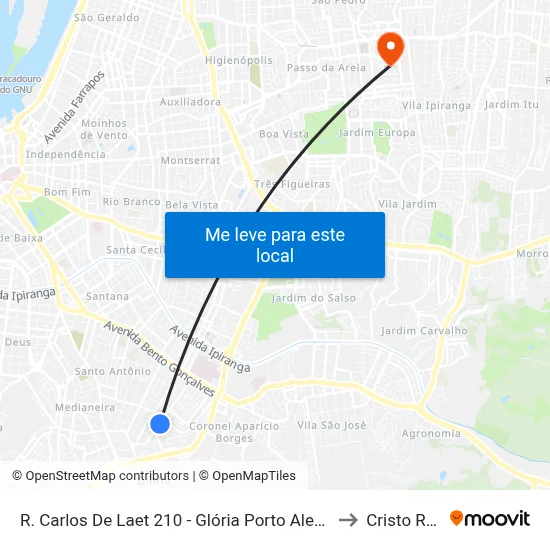 R. Carlos De Laet 210 - Glória Porto Alegre - Rs 90680-350 Brasil to Cristo Redentor map
