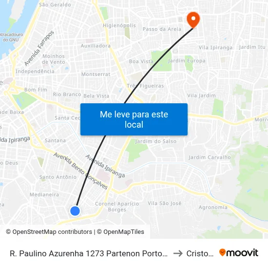 R. Paulino Azurenha 1273 Partenon Porto Alegre - Rio Grande Do Sul 90680-240 Brasil to Cristo Redentor map