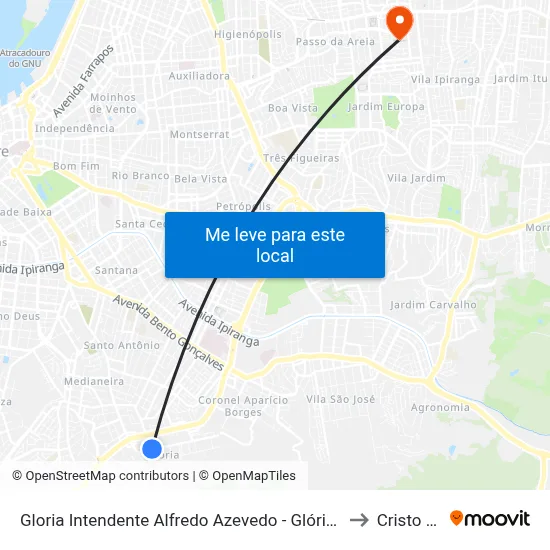 Gloria Intendente Alfredo Azevedo - Glória Porto Alegre - Rs 90660-070 Brasil to Cristo Redentor map