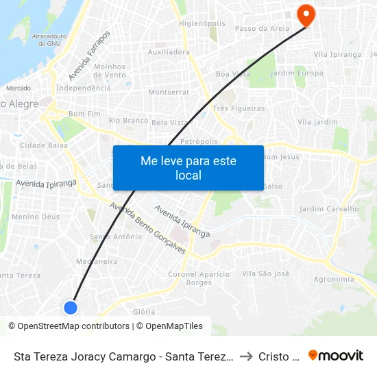 Sta Tereza Joracy Camargo - Santa Tereza Porto Alegre - Rs 90840-520 Brasil to Cristo Redentor map