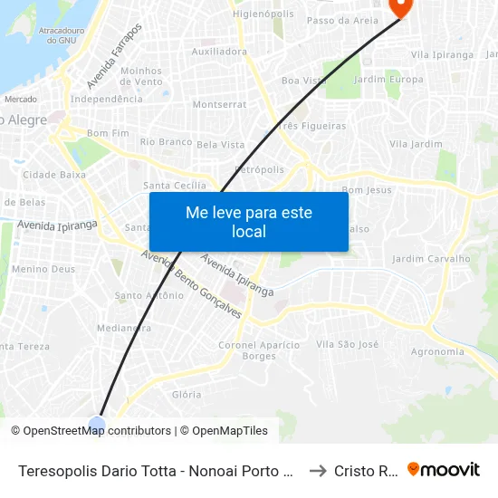 Teresopolis Dario Totta - Nonoai Porto Alegre - Rs 90840-740 Brasil to Cristo Redentor map