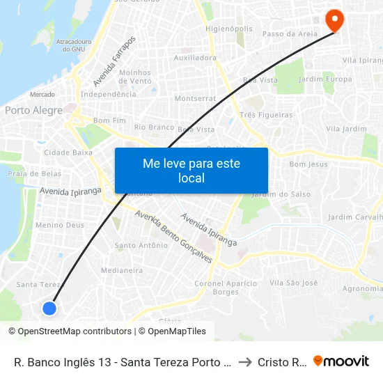 R. Banco Inglês 13 - Santa Tereza Porto Alegre - Rs 90840-600 Brasil to Cristo Redentor map