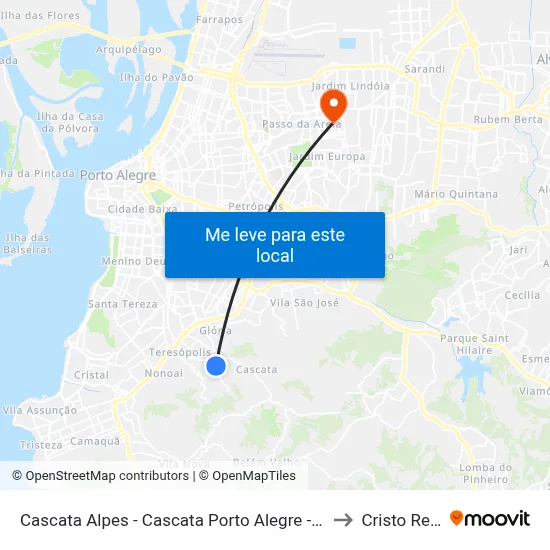 Cascata Alpes - Cascata Porto Alegre - Rs 91720-120 Brasil to Cristo Redentor map