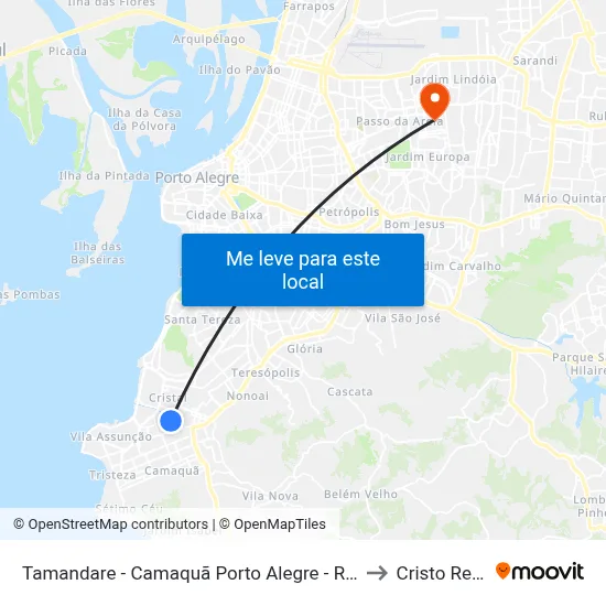 Tamandare - Camaquã Porto Alegre - Rs 91910-620 Brasil to Cristo Redentor map