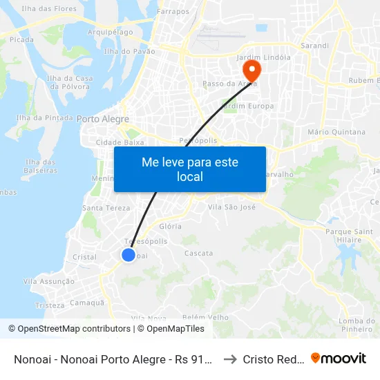 Nonoai - Nonoai Porto Alegre - Rs 91720-000 Brasil to Cristo Redentor map