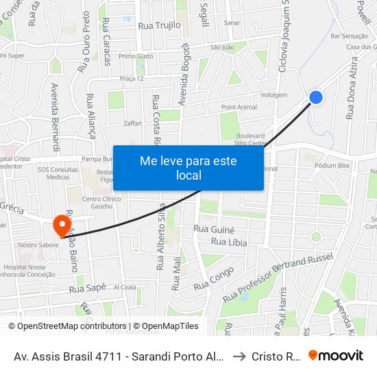 Av. Assis Brasil 4711 - Sarandi Porto Alegre - Rs 91110-001 Brasil to Cristo Redentor map