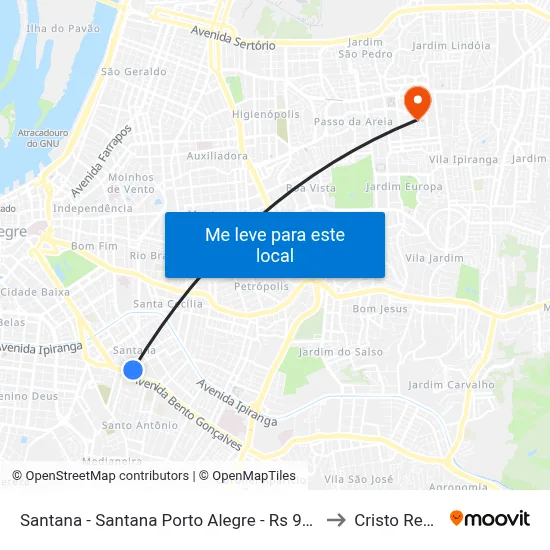 Santana - Santana Porto Alegre - Rs 90040-373 Brasil to Cristo Redentor map