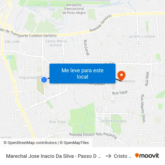 Marechal Jose Inacio Da Silva - Passo D Areia Porto Alegre - Rs 90520-280 Brasil to Cristo Redentor map