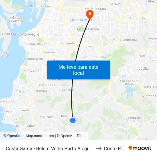 Costa Gama - Belém Velho Porto Alegre - Rs 91787-311 Brasil to Cristo Redentor map