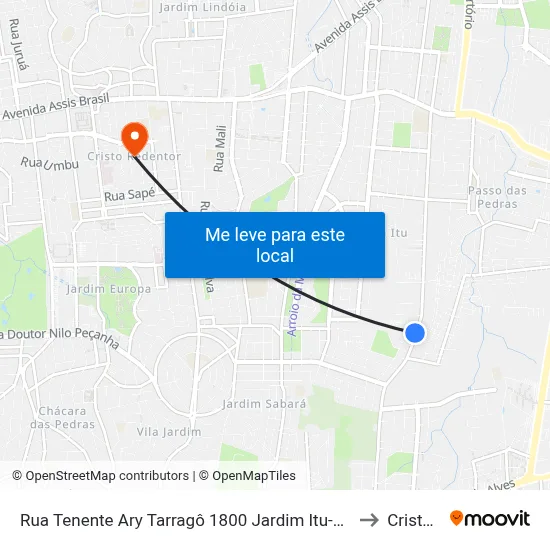 Rua Tenente Ary Tarragô 1800 Jardim Itu-Sabará Porto Alegre - Rio Grande Do Sul 91215 Brasil to Cristo Redentor map