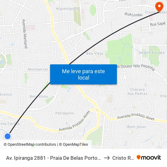 Av. Ipiranga 2881 - Praia De Belas Porto Alegre - Rs 90160-091 Brasil to Cristo Redentor map