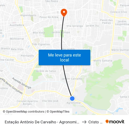Estação Antônio De Carvalho - Agronomia Porto Alegre - Rs 90650-002 Brasil to Cristo Redentor map