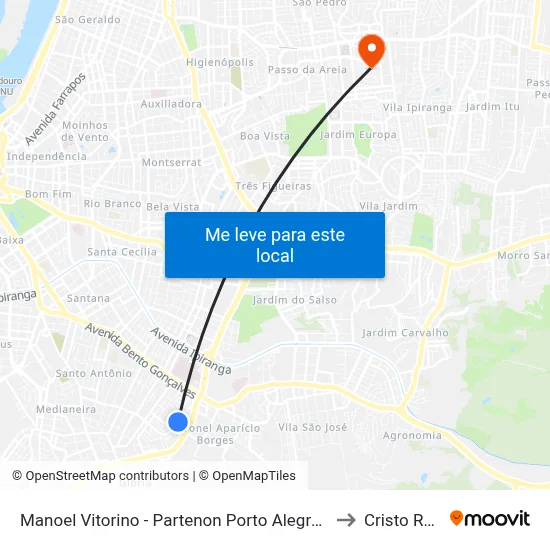Manoel Vitorino - Partenon Porto Alegre - Rs 90680-344 Brasil to Cristo Redentor map