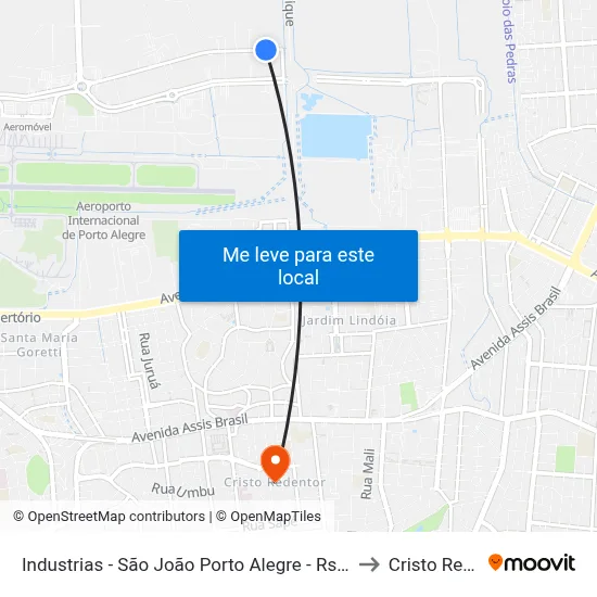 Industrias - São João Porto Alegre - Rs 90200-290 Brasil to Cristo Redentor map