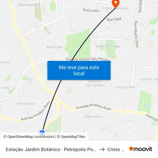 Estação Jardim Botânico - Petrópolis Porto Alegre - Rs 90690-330 Brasil to Cristo Redentor map
