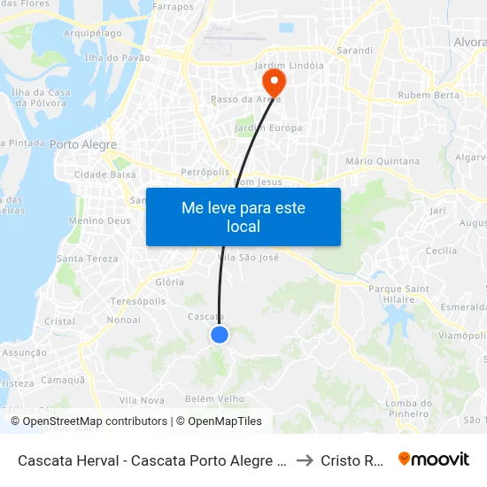 Cascata Herval - Cascata Porto Alegre - Rs 91712-063 Brasil to Cristo Redentor map