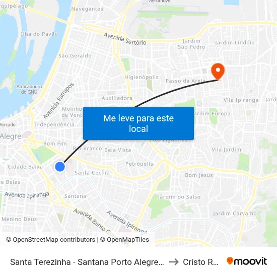 Santa Terezinha - Santana Porto Alegre - Rs 90035-003 Brasil to Cristo Redentor map