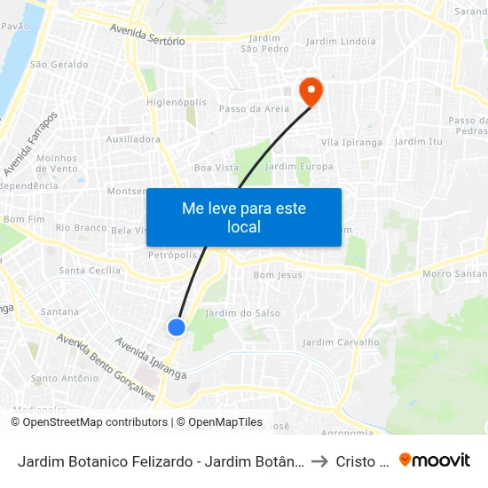 Jardim Botanico Felizardo - Jardim Botânico Porto Alegre - Rs 90450-190 Brasil to Cristo Redentor map