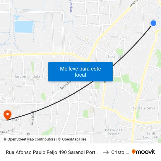 Rua Afonso Paulo Feijo 490 Sarandi Porto Alegre - Rio Grande Do Sul 91140 Brasil to Cristo Redentor map