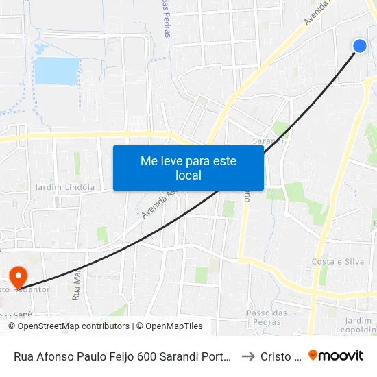 Rua Afonso Paulo Feijo 600 Sarandi Porto Alegre - Rio Grande Do Sul 90009 Brasil to Cristo Redentor map