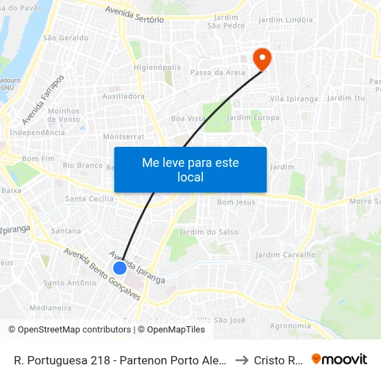 R. Portuguesa 218 - Partenon Porto Alegre - Rs 90650-120 Brasil to Cristo Redentor map