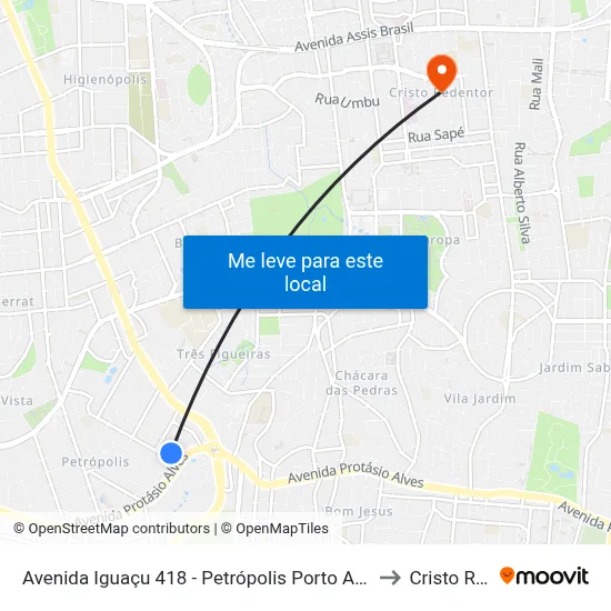 Avenida Iguaçu 418 - Petrópolis Porto Alegre - Rs 90470-230 Brasil to Cristo Redentor map
