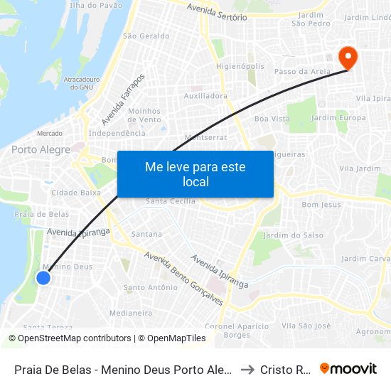 Praia De Belas - Menino Deus Porto Alegre - Rs 90870-020 Brasil to Cristo Redentor map