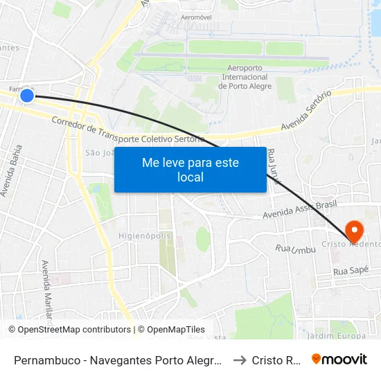 Pernambuco - Navegantes Porto Alegre - Rs 90240-001 Brasil to Cristo Redentor map