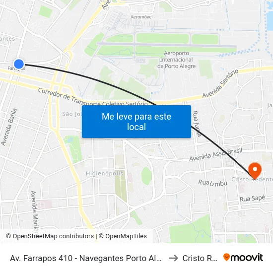 Av. Farrapos 410 - Navegantes Porto Alegre - Rs 90220-007 Brasil to Cristo Redentor map
