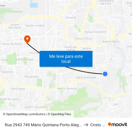Rua 2943 749 Mário Quintana Porto Alegre - Rio Grande Do Sul 91250 Brasil to Cristo Redentor map