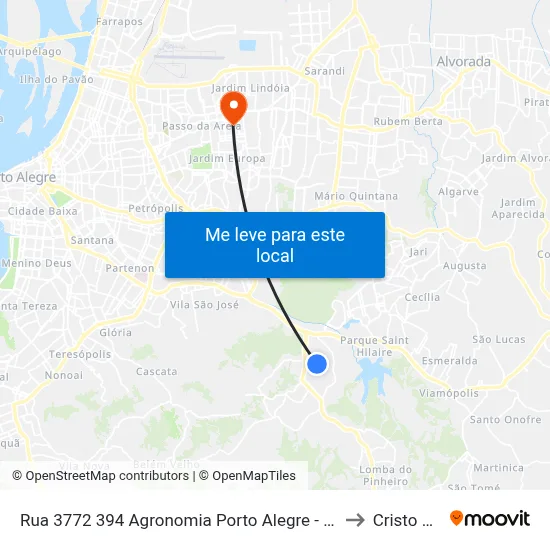 Rua 3772 394 Agronomia Porto Alegre - Rio Grande Do Sul 91540 Brasil to Cristo Redentor map