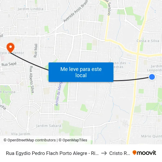 Rua Egydio Pedro Flach Porto Alegre - Rio Grande Do Sul 91240 Brasil to Cristo Redentor map