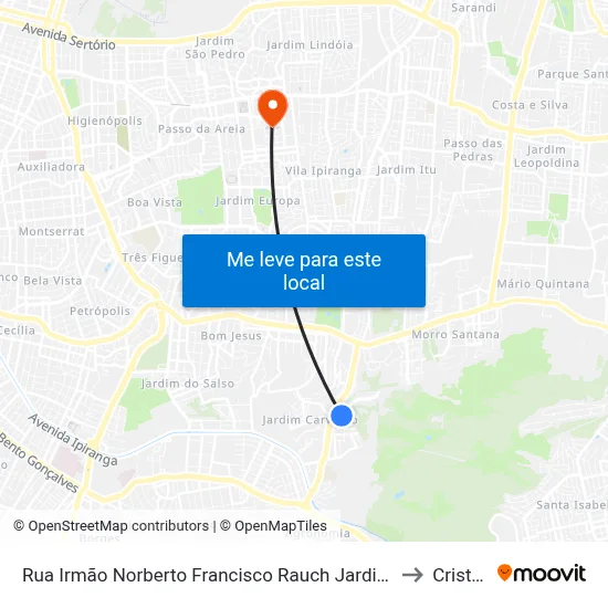 Rua Irmão Norberto Francisco Rauch Jardim Do Carvalho Porto Alegre - Rio Grande Do Sul 91430 Brasil to Cristo Redentor map