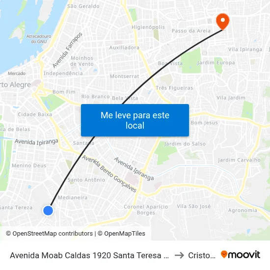 Avenida Moab Caldas 1920 Santa Teresa Porto Alegre - Rio Grande Do Sul 90880 Brasil to Cristo Redentor map