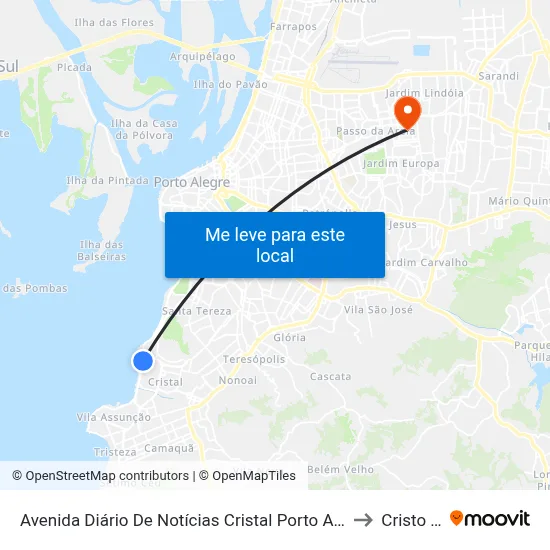 Avenida Diário De Notícias Cristal Porto Alegre - Rio Grande Do Sul 90810-080 Brasil to Cristo Redentor map