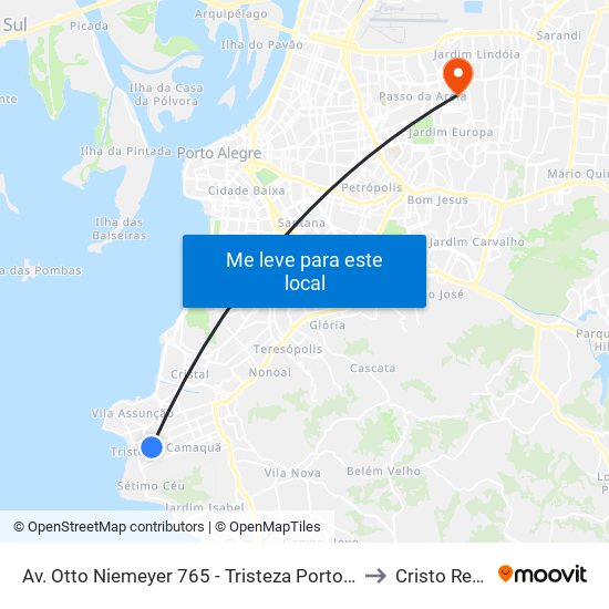 Av. Otto Niemeyer 765 - Tristeza Porto Alegre - Rs Brasil to Cristo Redentor map