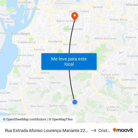 Rua Estrada Afonso Lourenço Mariante 2288-2302 - Lomba Do Pinheiro Porto Alegre - Rs 91787-260 Brasil to Cristo Redentor map