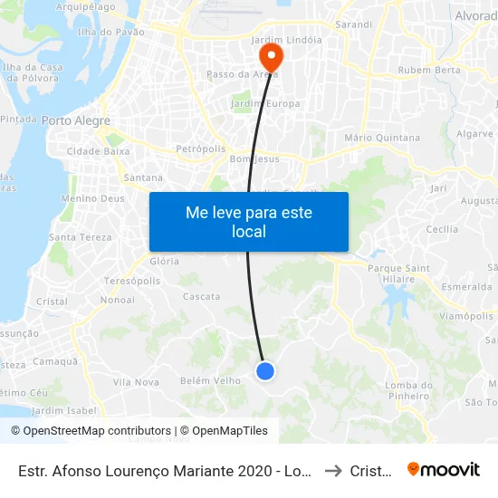 Estr. Afonso Lourenço Mariante 2020 - Lomba Do Pinheiro Porto Alegre - Rs 91550-671 Brasil to Cristo Redentor map