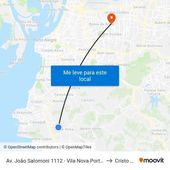 Av. João Salomoni 1112 - Vila Nova Porto Alegre - Rs 91740-830 Brasil to Cristo Redentor map