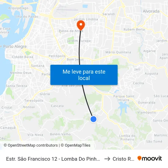 Estr. São Francisco 12 - Lomba Do Pinheiro Porto Alegre - Rs Brasil to Cristo Redentor map