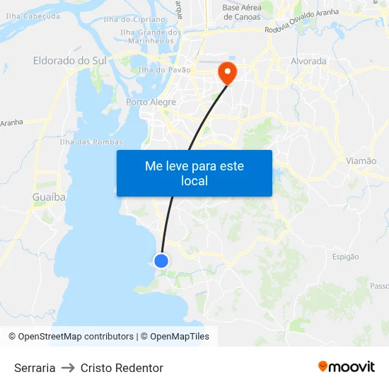 Serraria to Cristo Redentor map