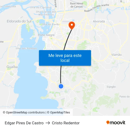 Edgar Pires De Castro to Cristo Redentor map