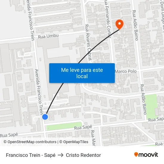 Francisco Trein - Sapé to Cristo Redentor map
