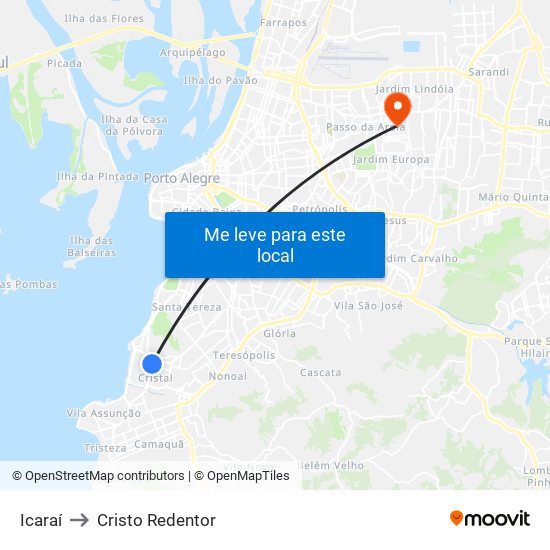 Icaraí to Cristo Redentor map
