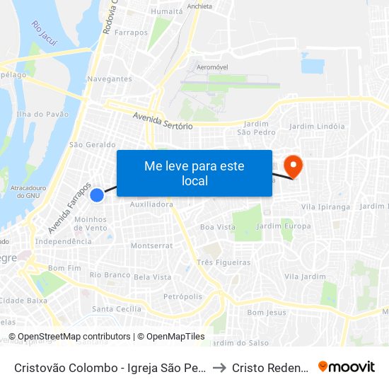 Cristovão Colombo - Igreja São Pedro to Cristo Redentor map