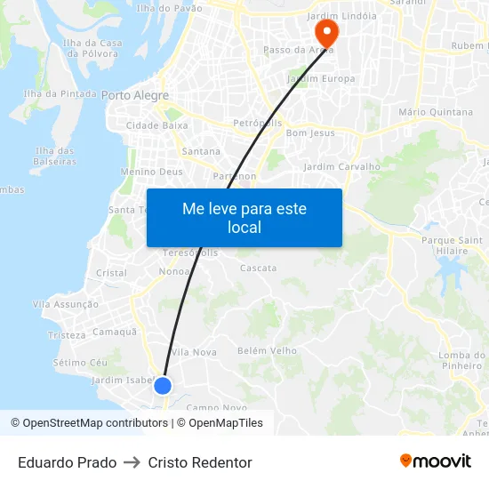 Eduardo Prado to Cristo Redentor map