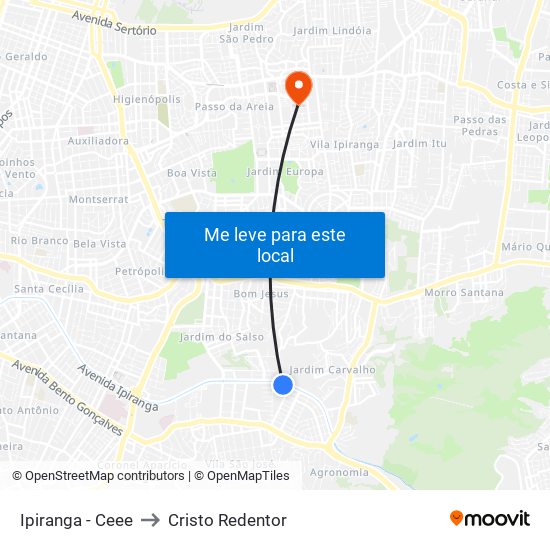 Ipiranga - Ceee to Cristo Redentor map